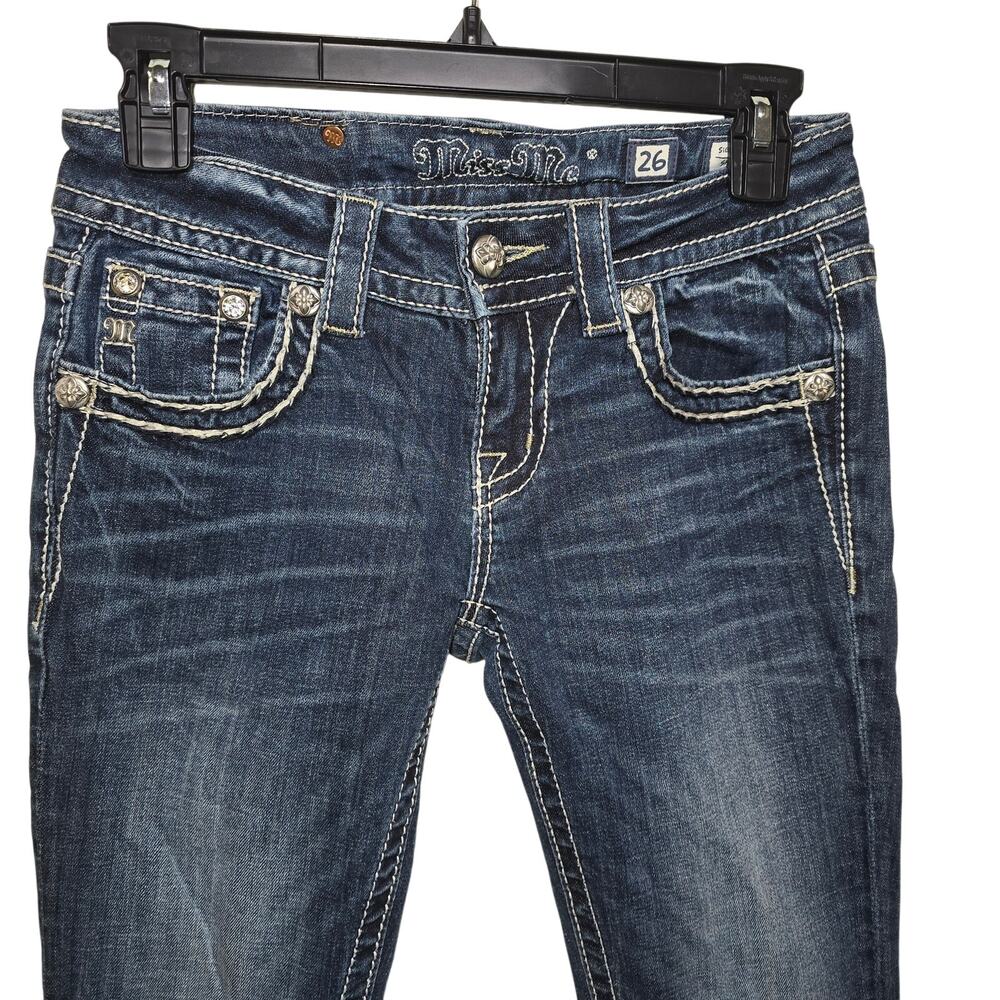 Miss Me Size 26 Signature Skinny Low Rise Jeans Y2K 2000s Retro Embellished - Picture 4 of 8